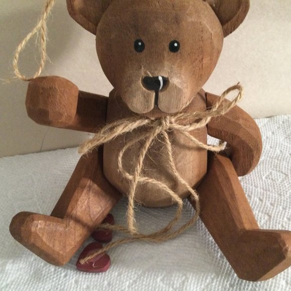 wooden bear ornament figurine hanging decor made in China - Picture 7 of 9